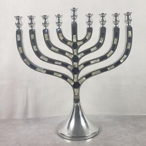Simplydesignz Menorah Blue 9-Branch Hanukkah Candle Holder Metal w/ Box 70-880